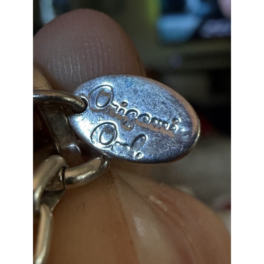 Origami Owl Double Cable Chain Bracelet Signed Tag Charm